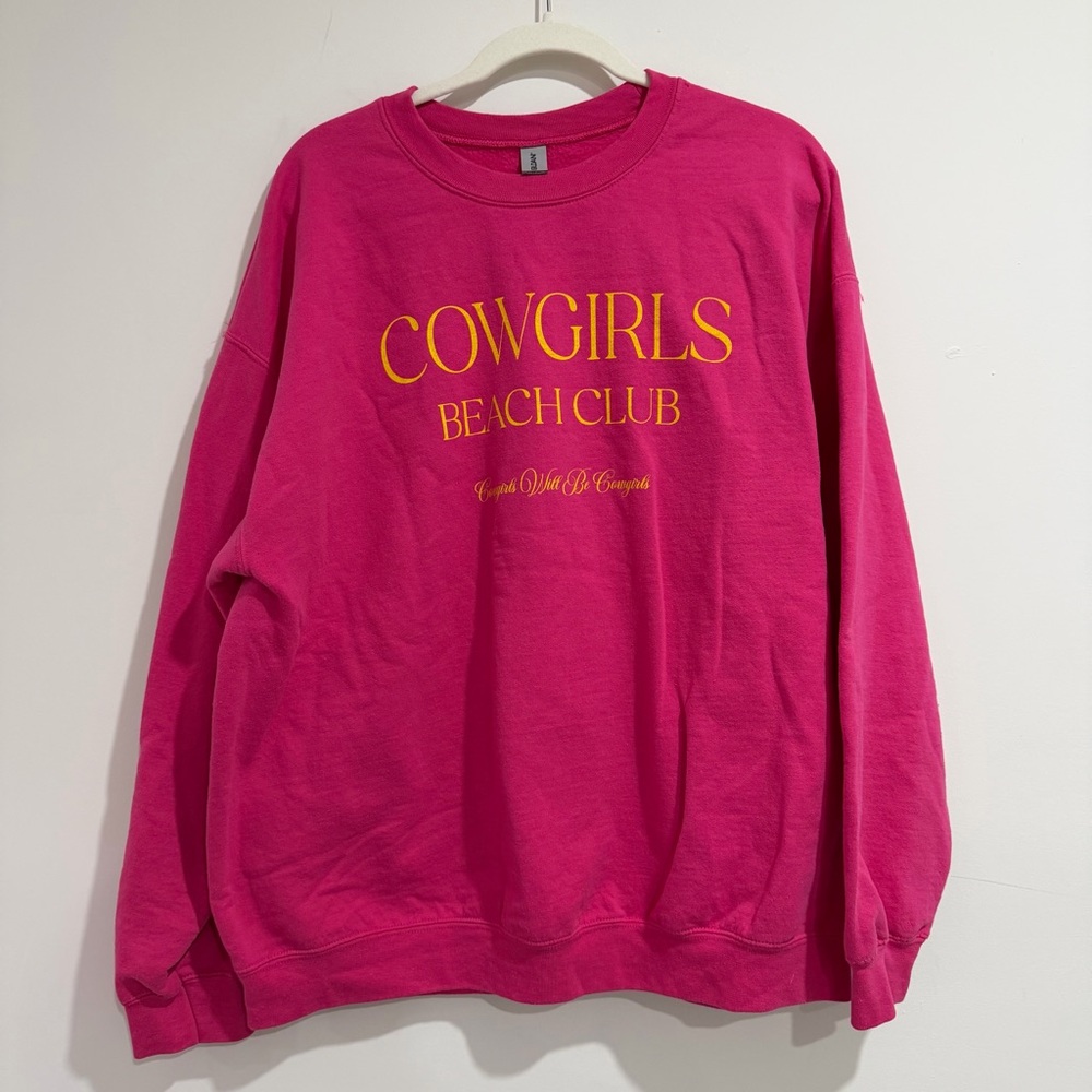 Charlie Southern Cowgirls Beach Club Hot Pink Crewneck Sweatshirt
